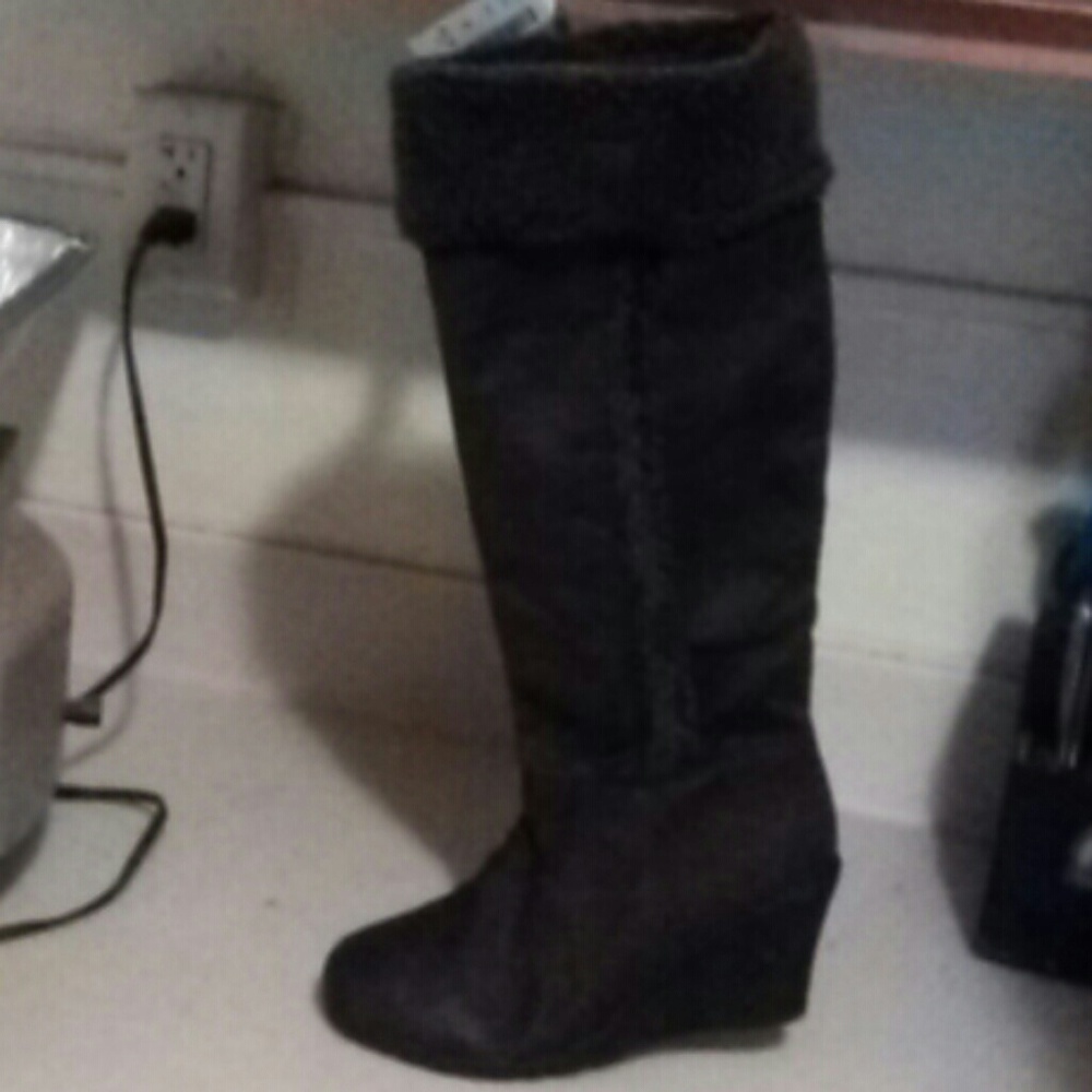 Brown suede boots